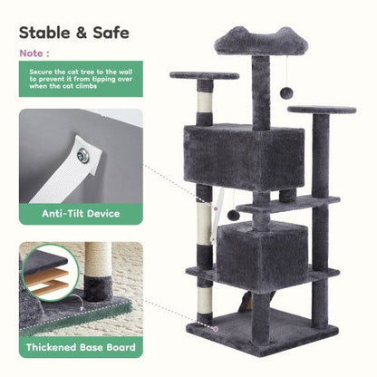 54 Inch Cat Tree, Indoor Cat High-rise Multi-story Tower - My Store - - #tag1# 
