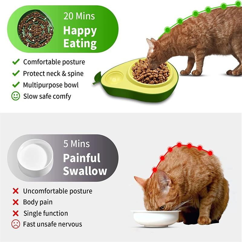 Automatic  Avocado Shape Kitten Slow Food Feeding Bowl - My Store - - #tag1# - #tag2#