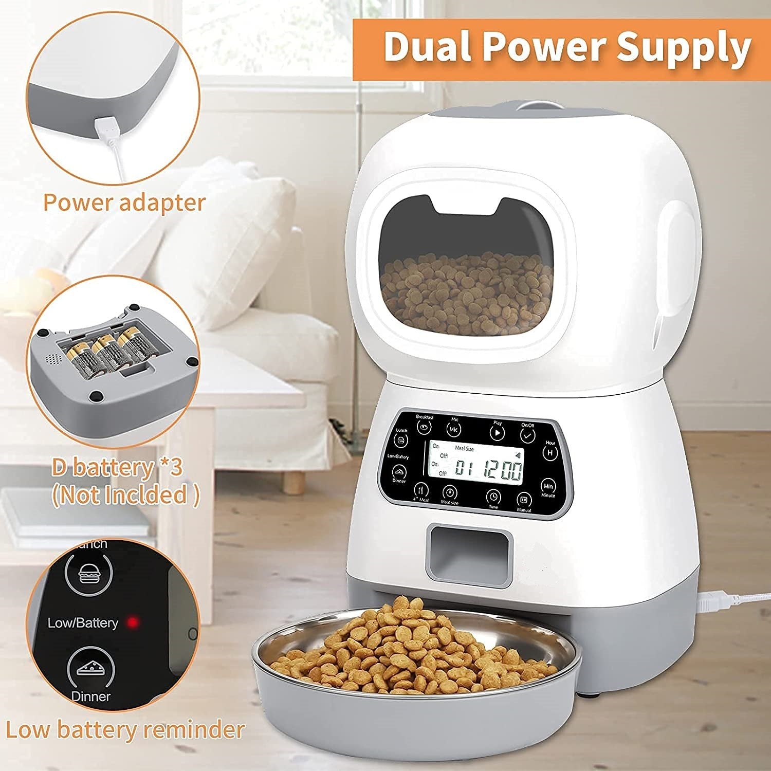 Cat And Dog Food Automatic Dispenser Stainless Steel  With Recording Timing Feeding - maxsophie.com