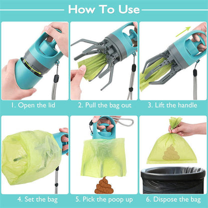 Portable Lightweight Dog Pooper Scooper With Built-in Poop Bag Dispenser - maxsophie.com